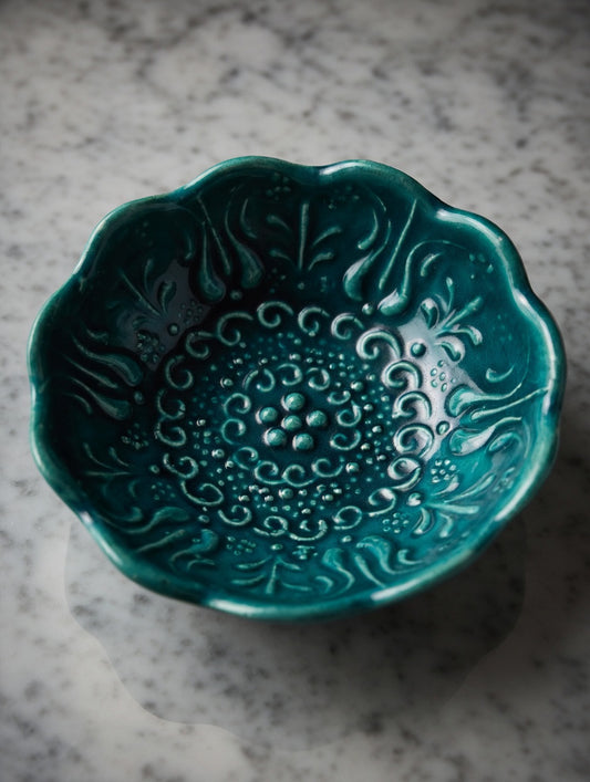 Teal Hand Made Ceramic Jewelry Dish